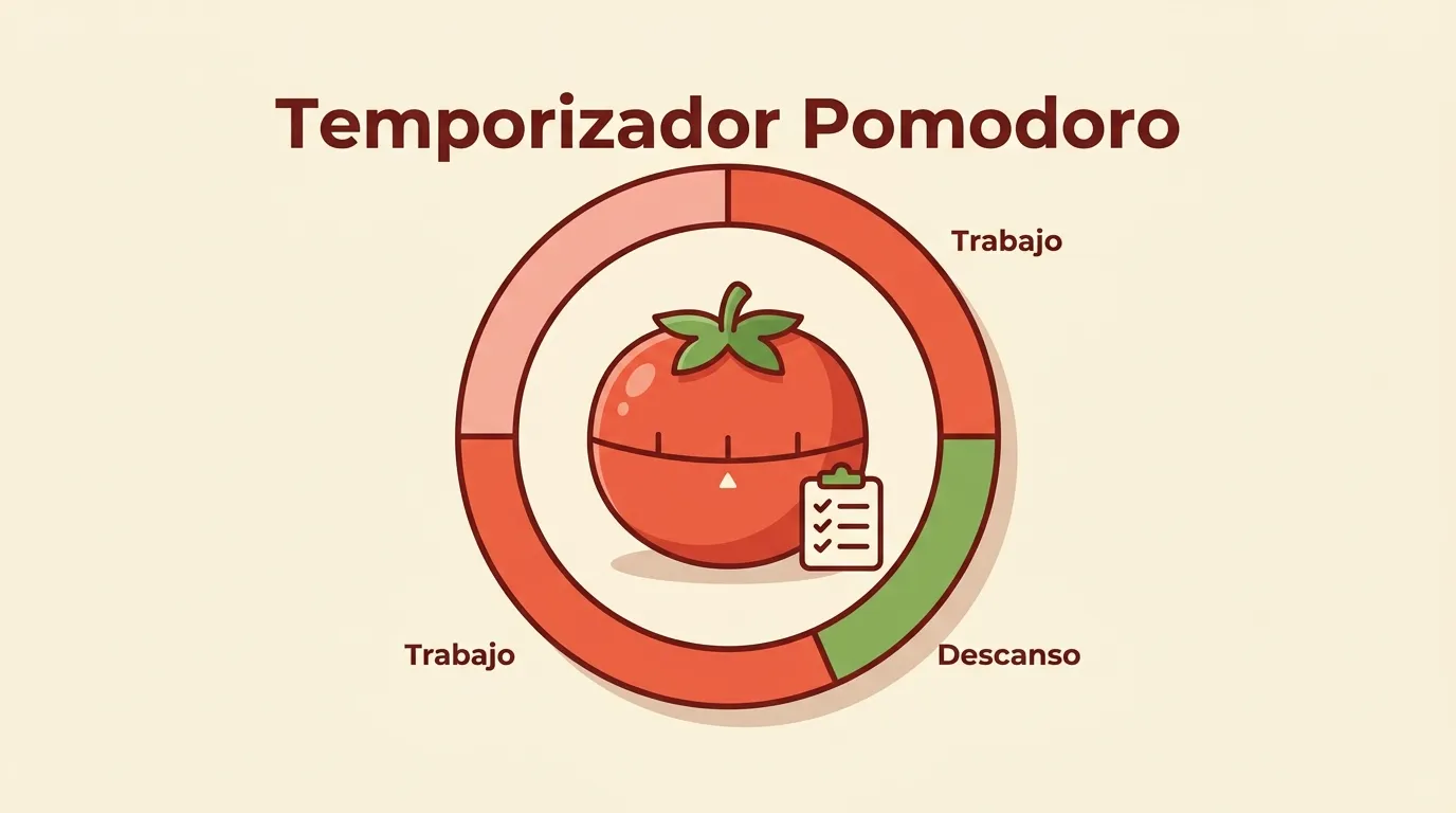 Temporizador Pomodoro online con anillo de progreso, ciclos de enfoque y descanso, lista de tareas y estadísticas